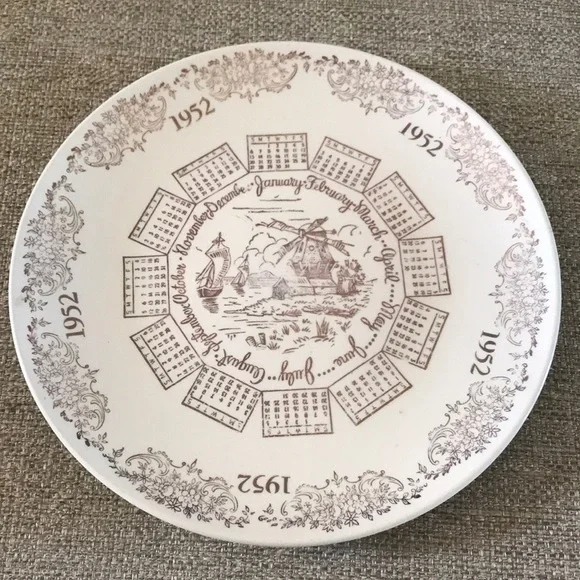 Accents | 1952 Calendar Plate Gold Windmill And Ships | Poshmark